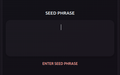 Enter seed phrase